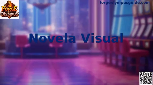 Escena ilustrada de novela visual con inspiración mitológica para Forge of Olympus